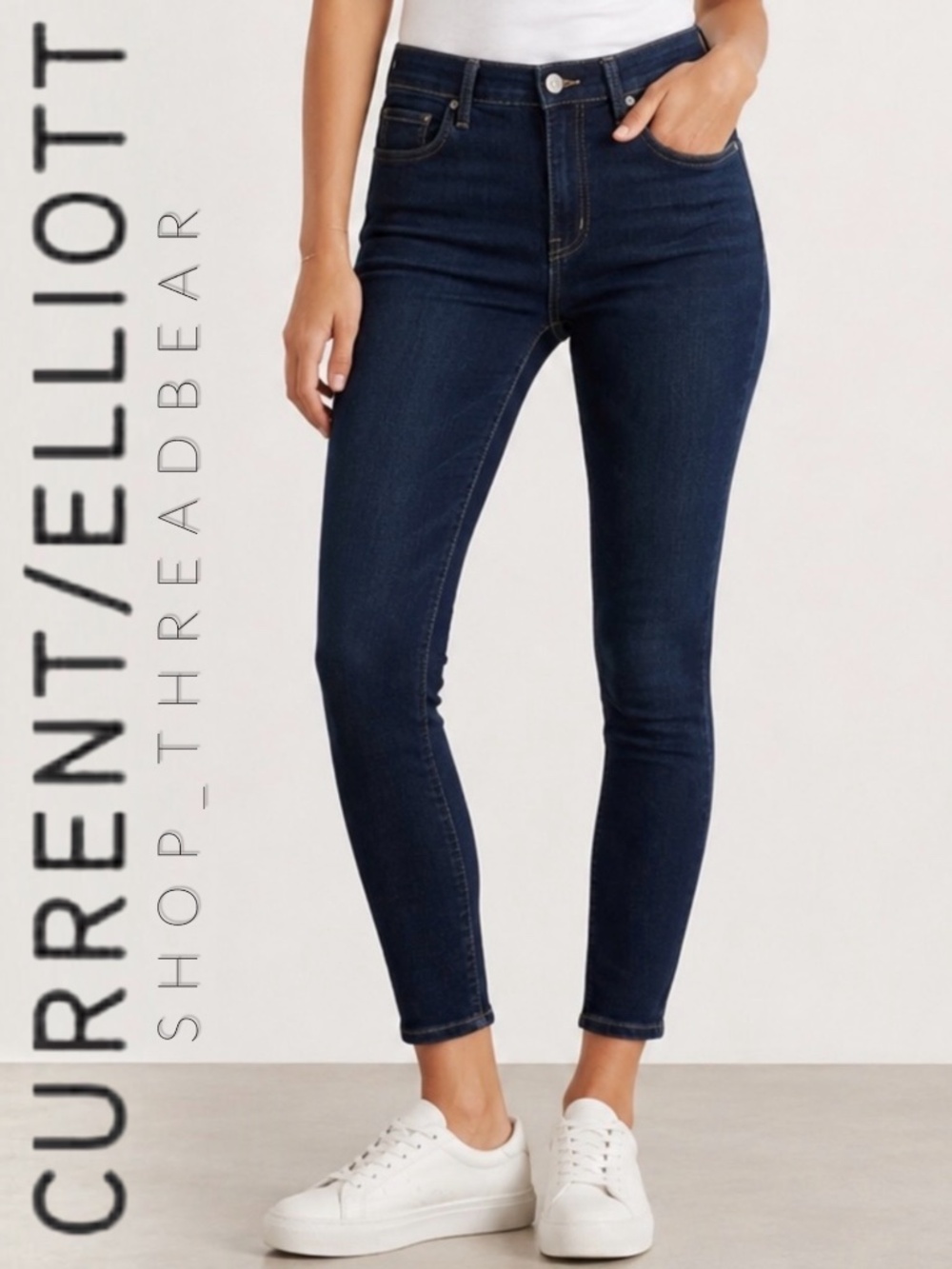 EUC [Current/Elliott] High Waist Skinny Dark Blue Stretchy Jeans | 30 Large 10